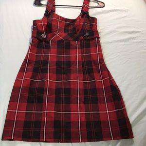 Red plaid schoolgirl dress